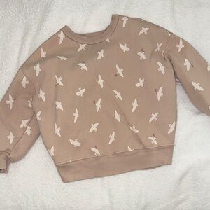 Kids Tan Sweater with Bird Print